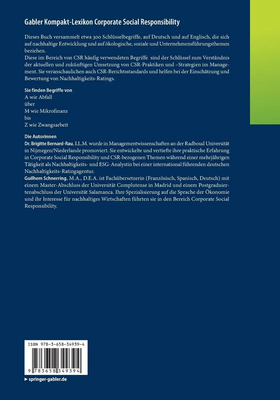 Rückseite: 9783658349394 | Gabler Kompakt-Lexikon Corporate Social Responsibility | Taschenbuch