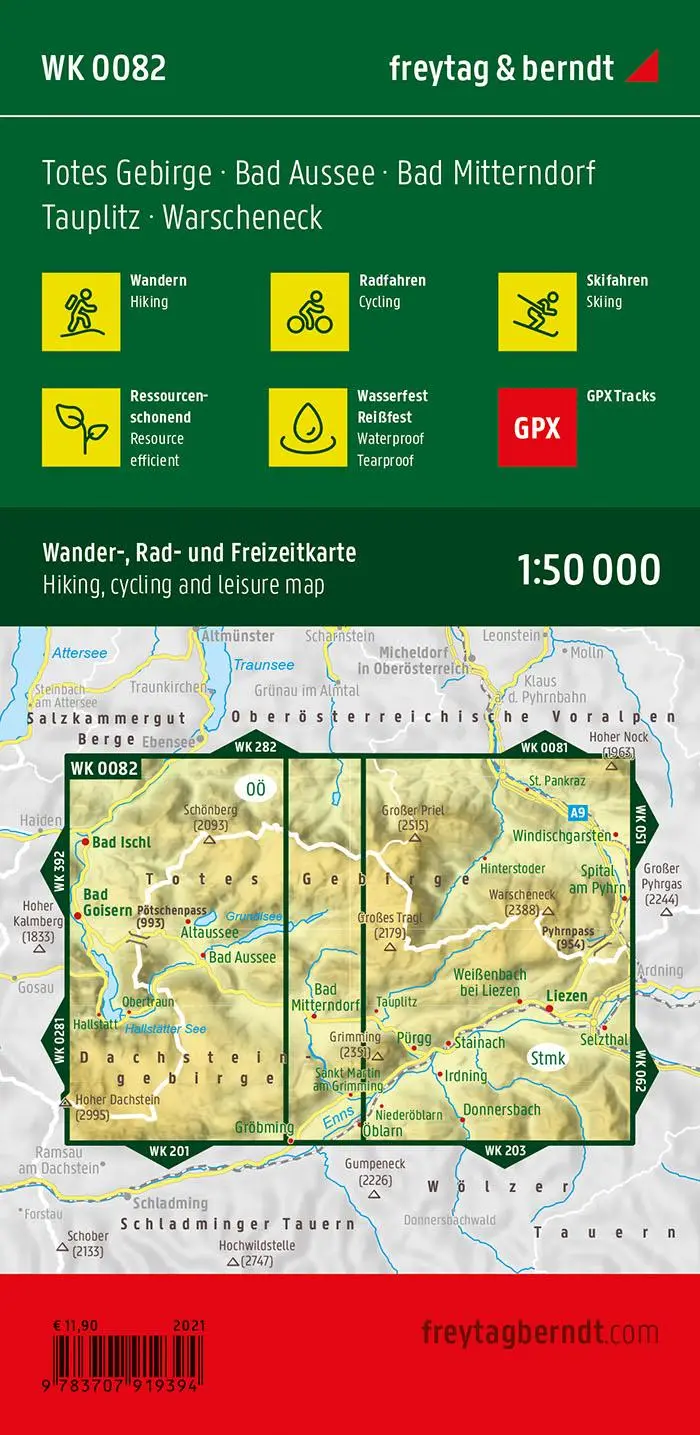 Rückseite: 9783707919394 | freytag &amp; berndt Wanderkarte WK 0082 Totes Gebirge, Bad Aussee -...