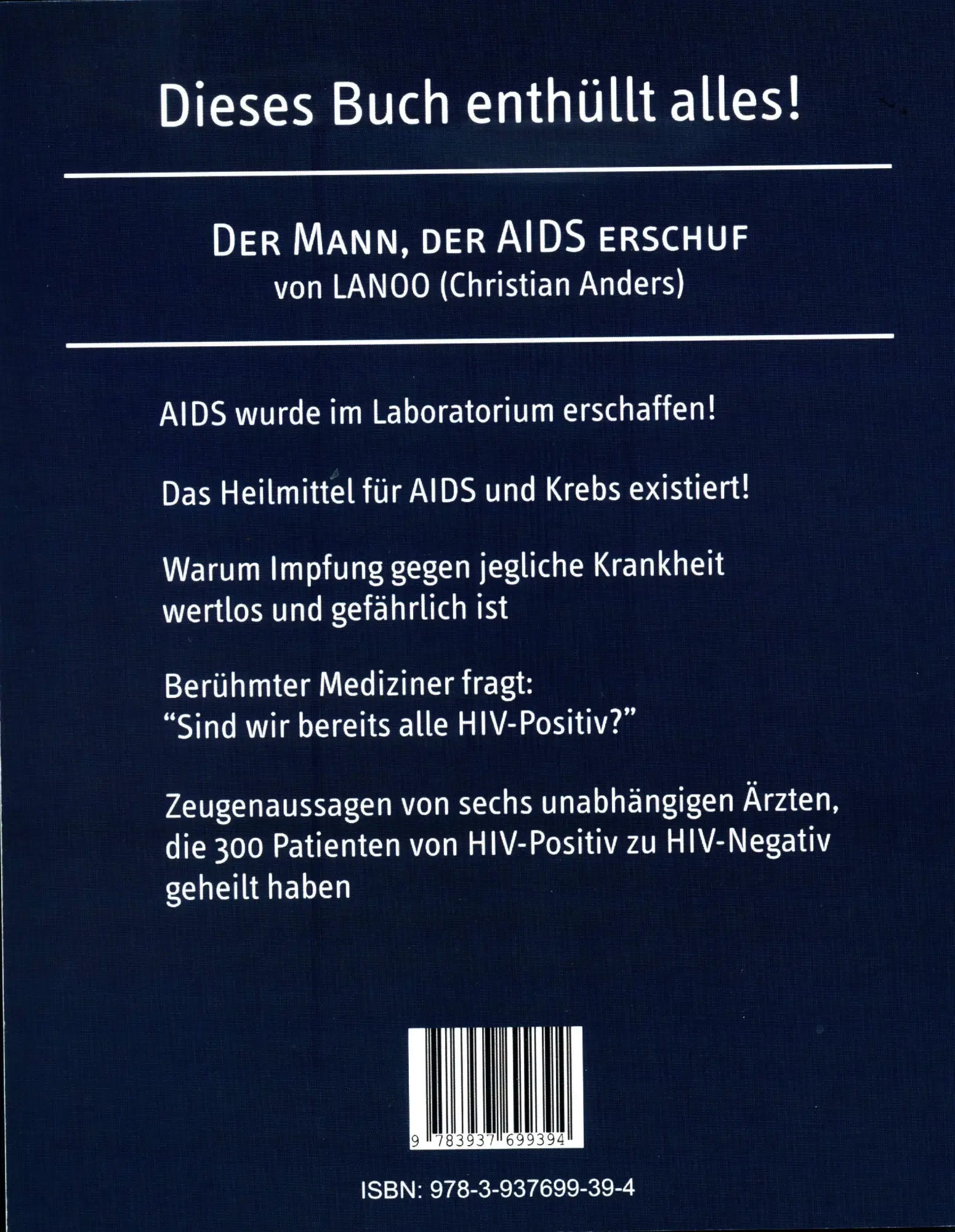 Rückseite: 9783937699394 | Der Mann, der AIDS erschuf | Christian Anders | Taschenbuch | 328 S.