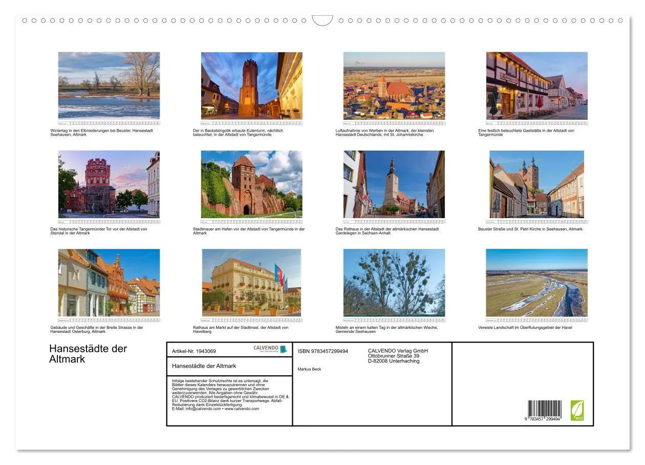 Bild: 9783457299494 | Hansestädte der Altmark (Wandkalender 2026 DIN A2 quer), CALVENDO...