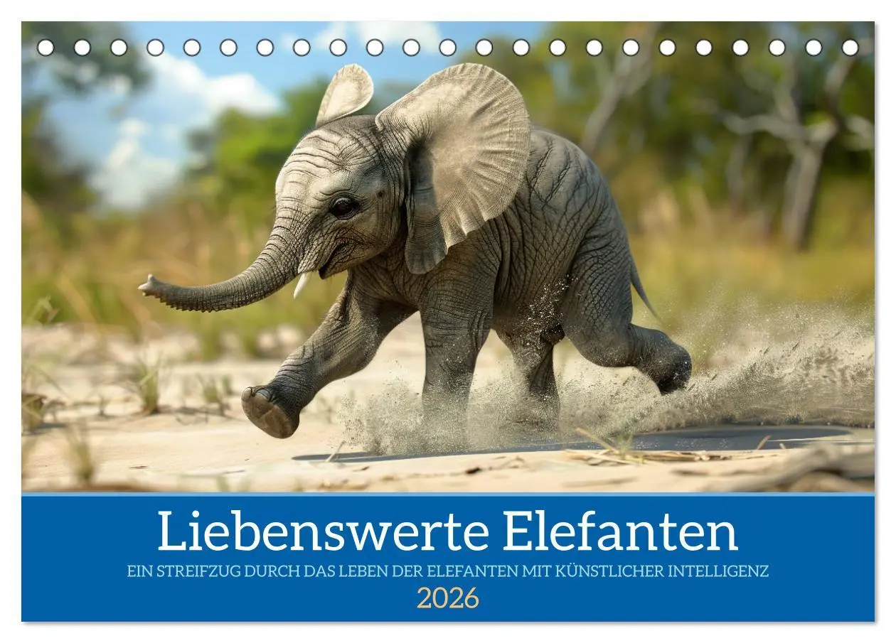 Cover: 9783457439494 | Liebenswerte Elefanten (Tischkalender 2026 DIN A5 quer), CALVENDO...