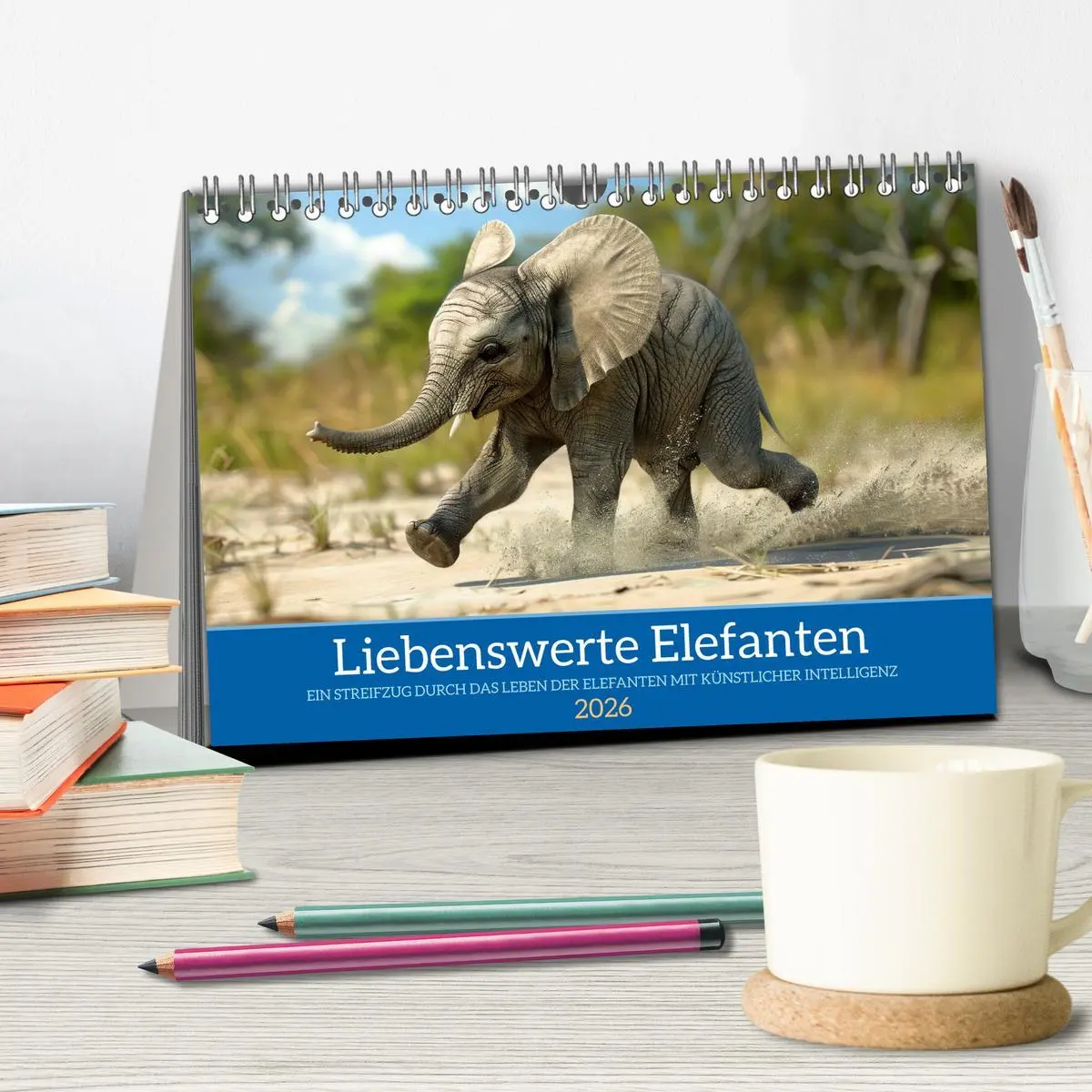 Bild: 9783457439494 | Liebenswerte Elefanten (Tischkalender 2026 DIN A5 quer), CALVENDO...