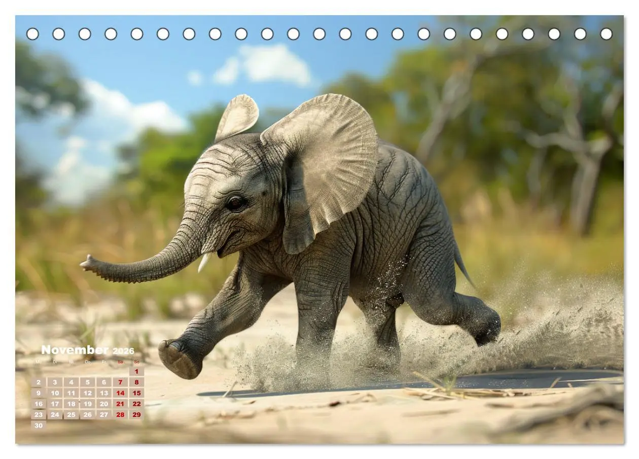 Bild: 9783457439494 | Liebenswerte Elefanten (Tischkalender 2026 DIN A5 quer), CALVENDO...
