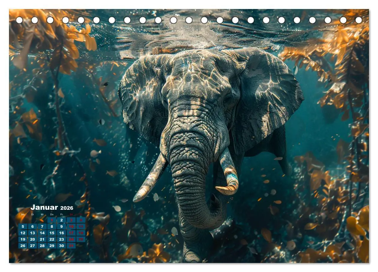 Bild: 9783457439494 | Liebenswerte Elefanten (Tischkalender 2026 DIN A5 quer), CALVENDO...