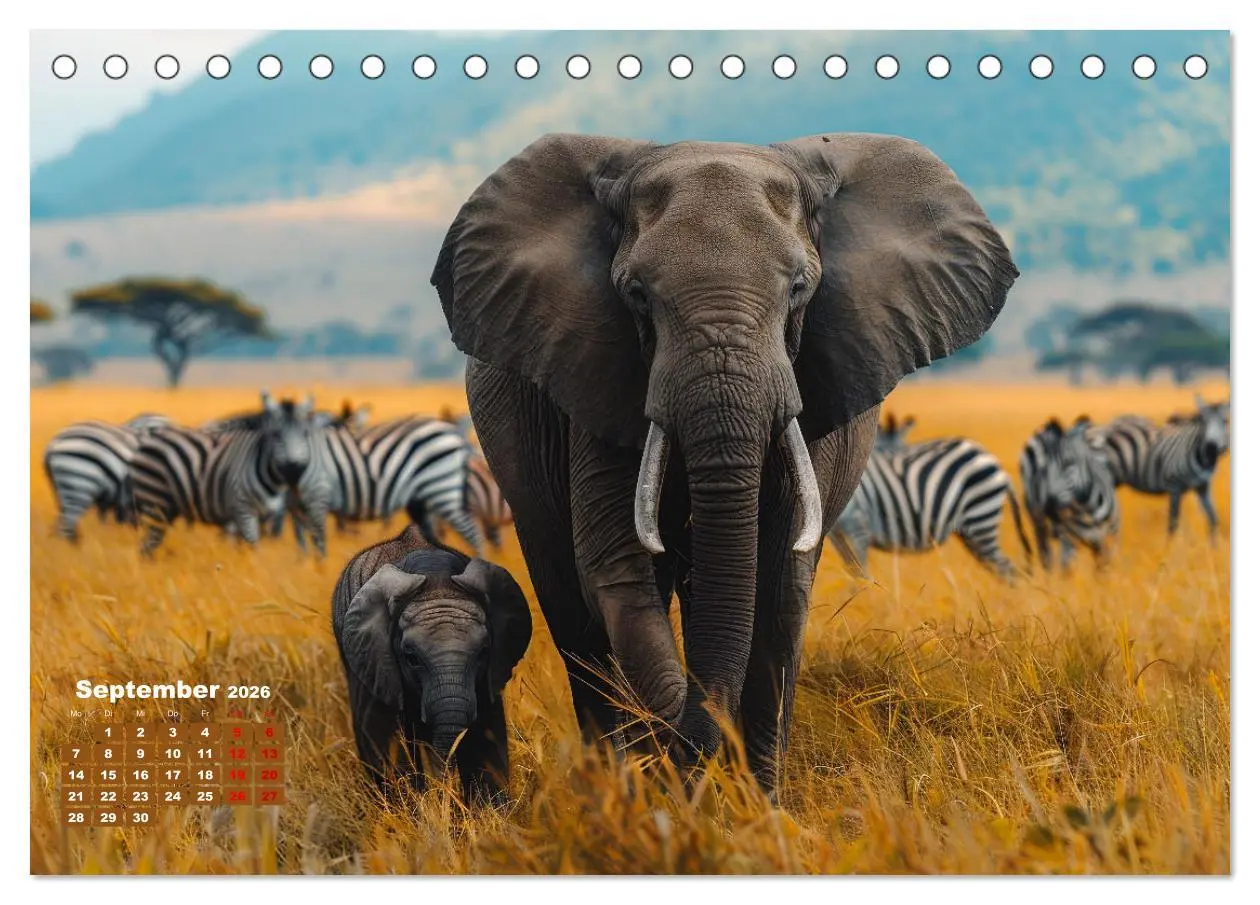 Bild: 9783457439494 | Liebenswerte Elefanten (Tischkalender 2026 DIN A5 quer), CALVENDO...