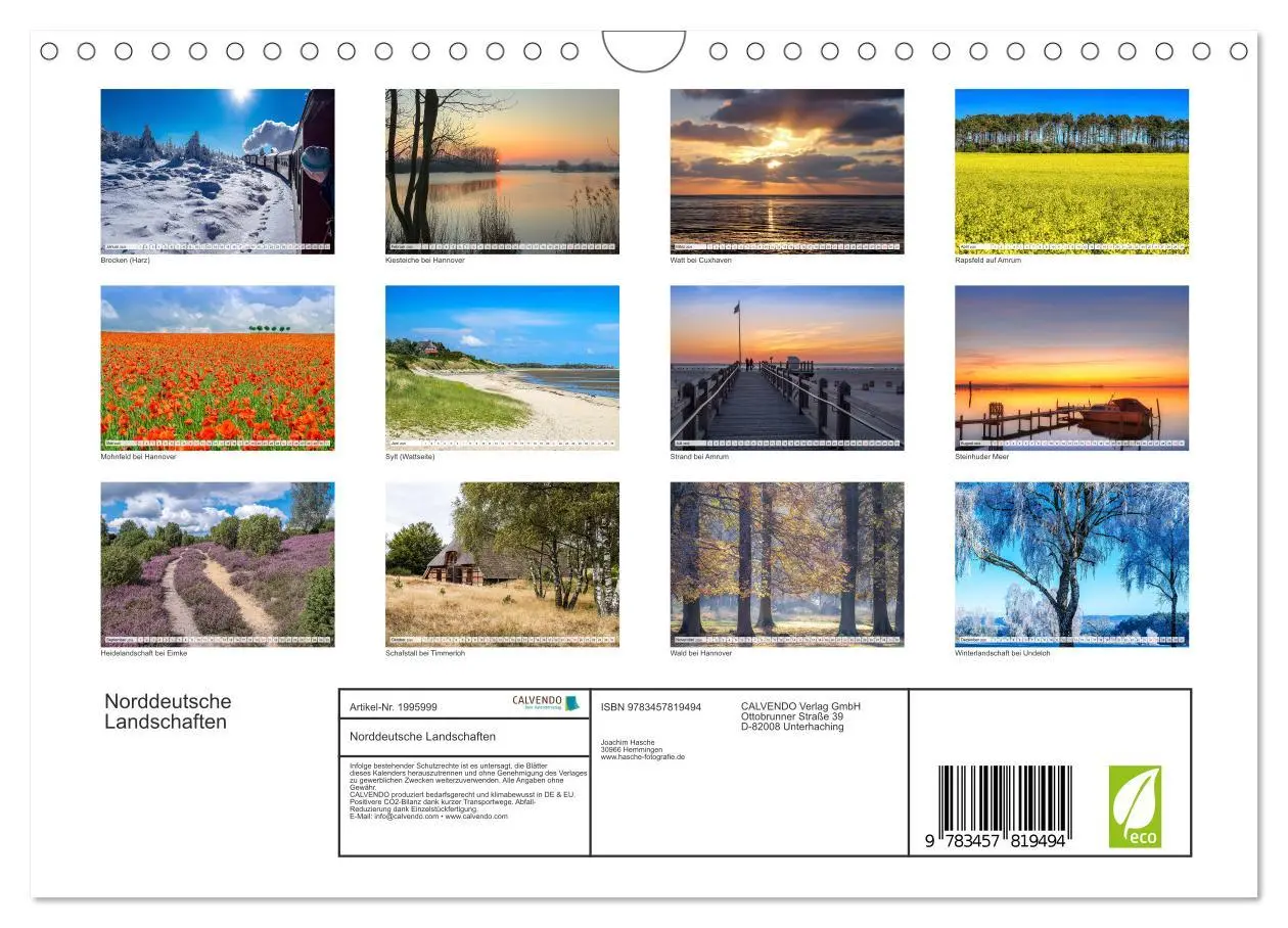 Bild: 9783457819494 | Norddeutsche Landschaften (Wandkalender 2026 DIN A4 quer), CALVENDO...