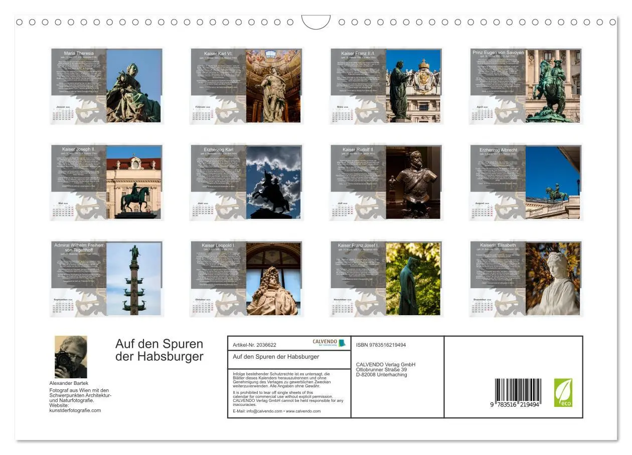 Bild: 9783516219494 | Auf den Spuren der Habsburger (Wandkalender 2026 DIN A3 quer),...