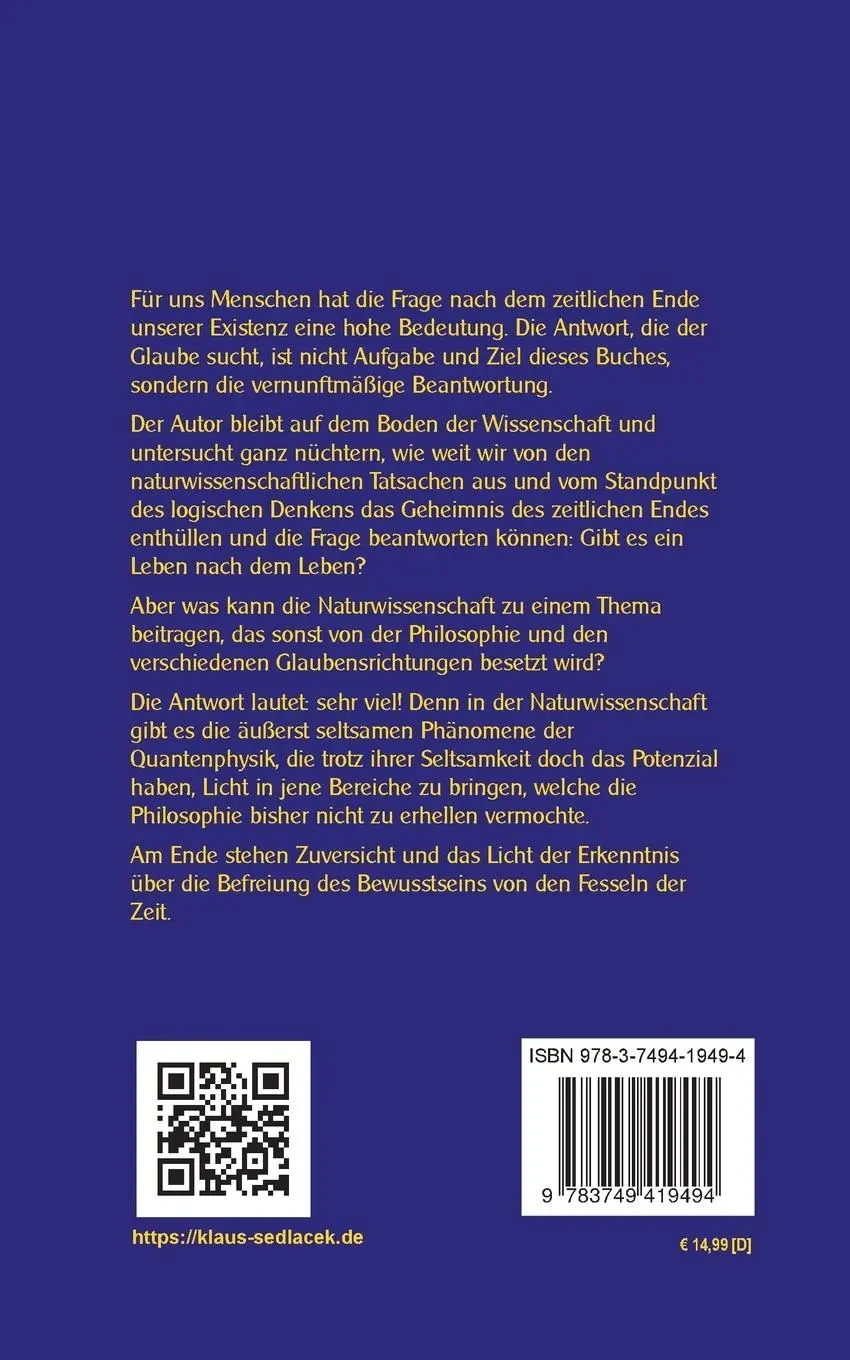 Rückseite: 9783749419494 | Leben nach dem Leben | Klaus-Dieter Sedlacek | Taschenbuch | 144 S.
