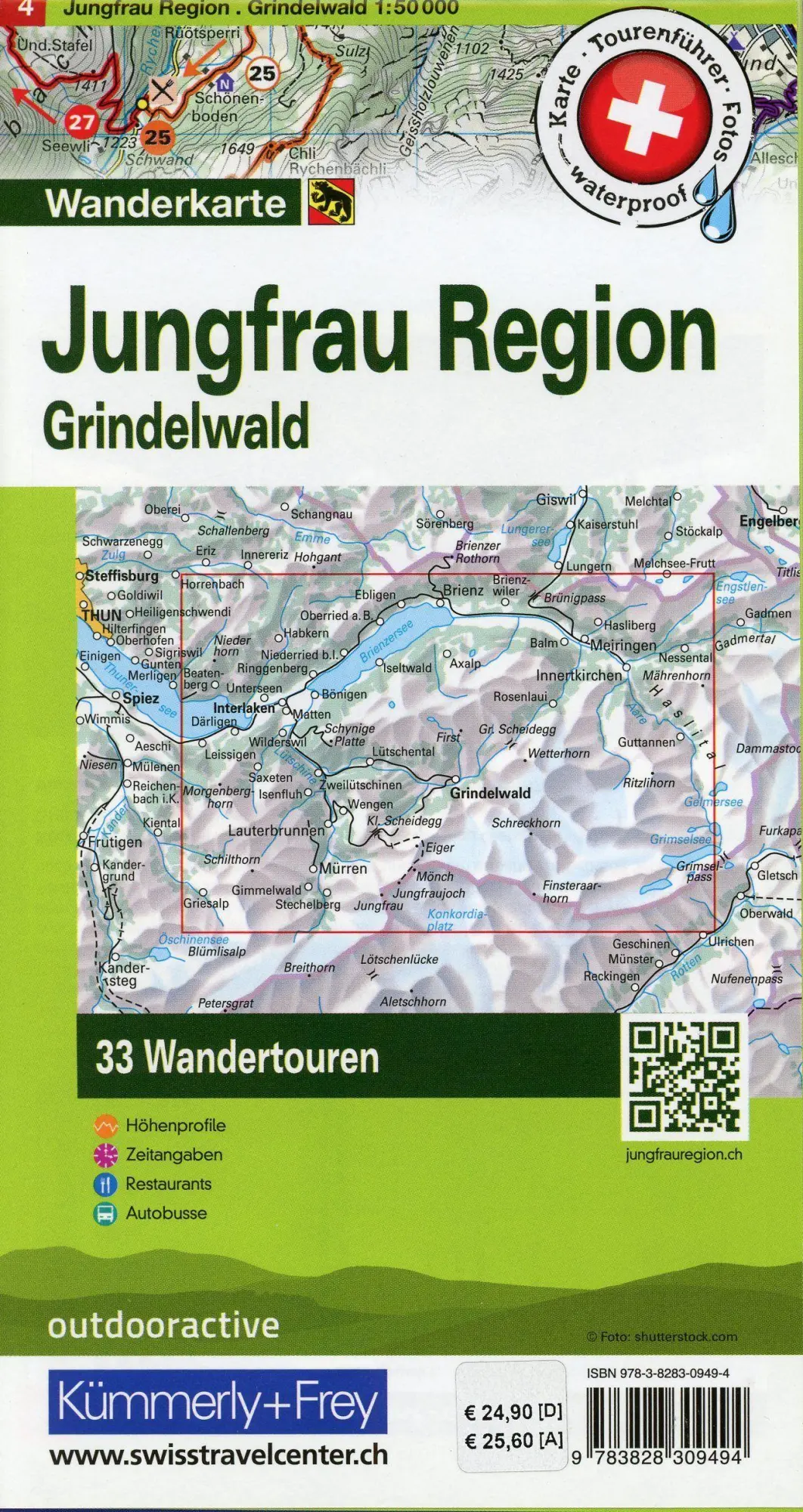 Bild: 9783828309494 | Kümmerly+Frey Wandertourenkarte 4 Jungfrau Region, Grindelwald...