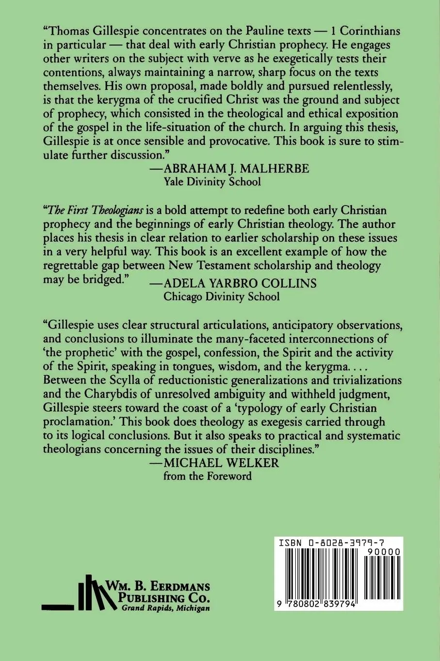 Rückseite: 9780802839794 | The First Theologians | A Study in Early Christian Prophecy | Buch