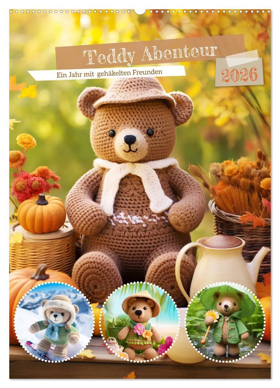 Cover: 9783516289794 | Teddy Abenteur - Ein Jahr mit gehäkelten Freunden (Wandkalender...