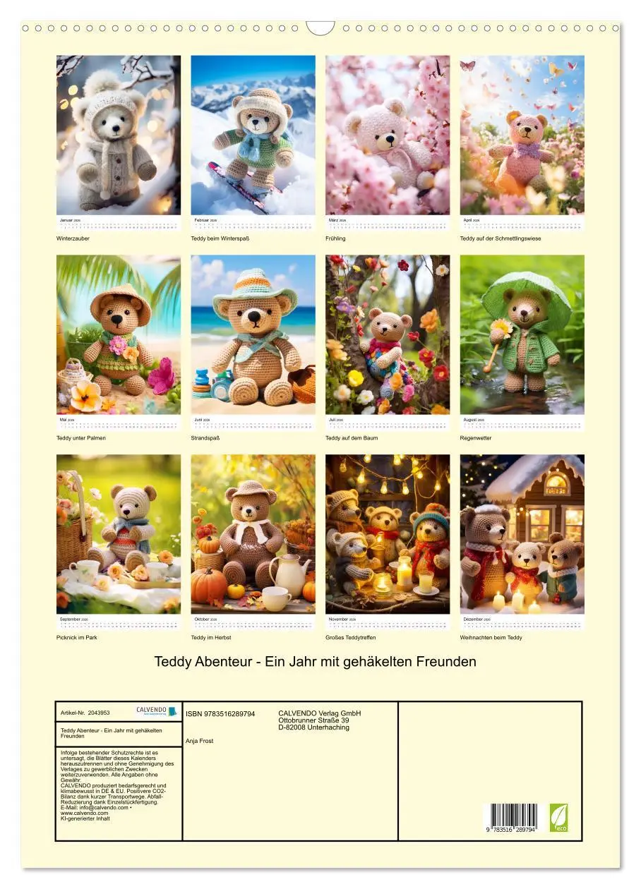 Bild: 9783516289794 | Teddy Abenteur - Ein Jahr mit gehäkelten Freunden (Wandkalender...