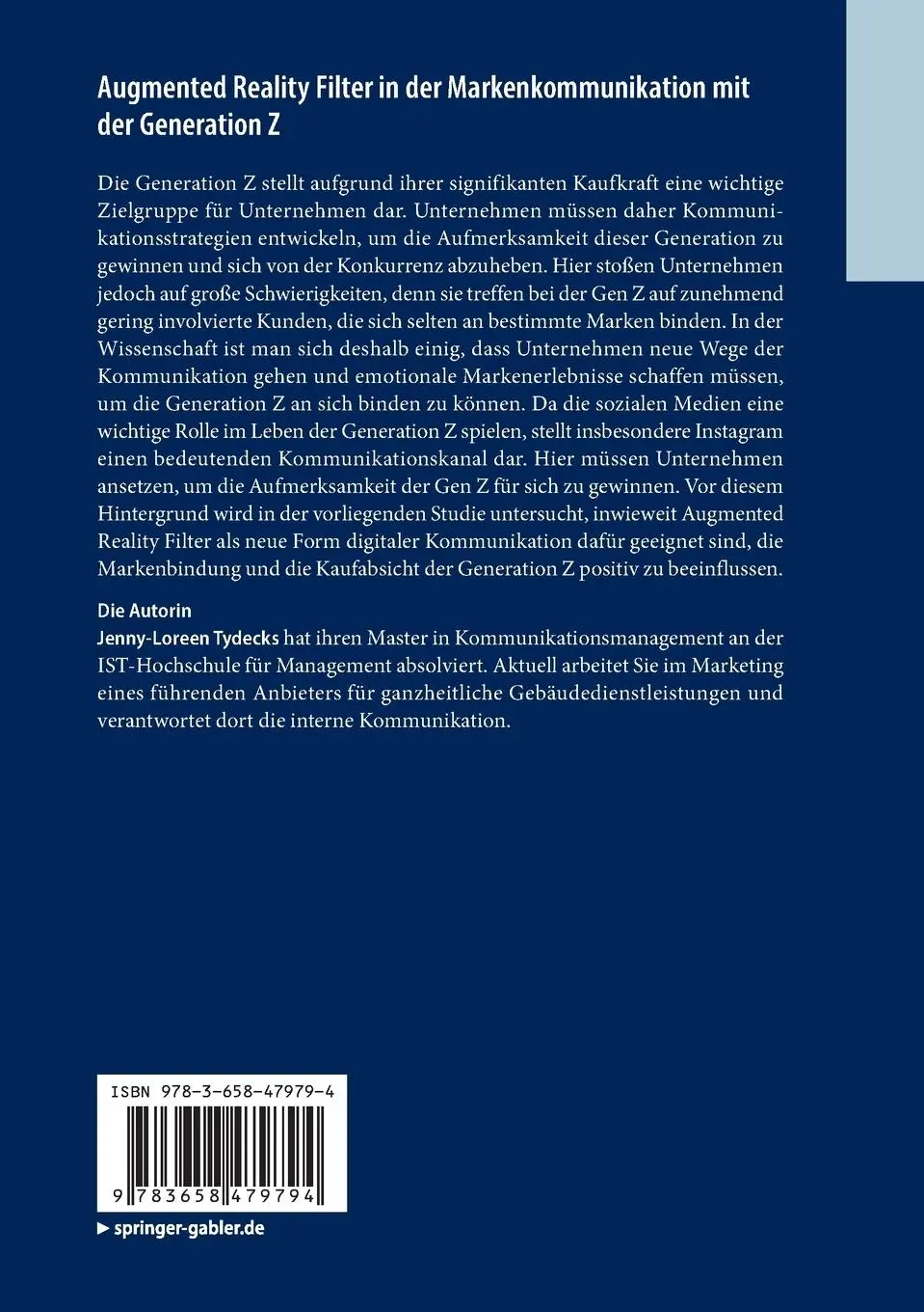 Rückseite: 9783658479794 | Augmented Reality Filter in der Markenkommunikation mit der...