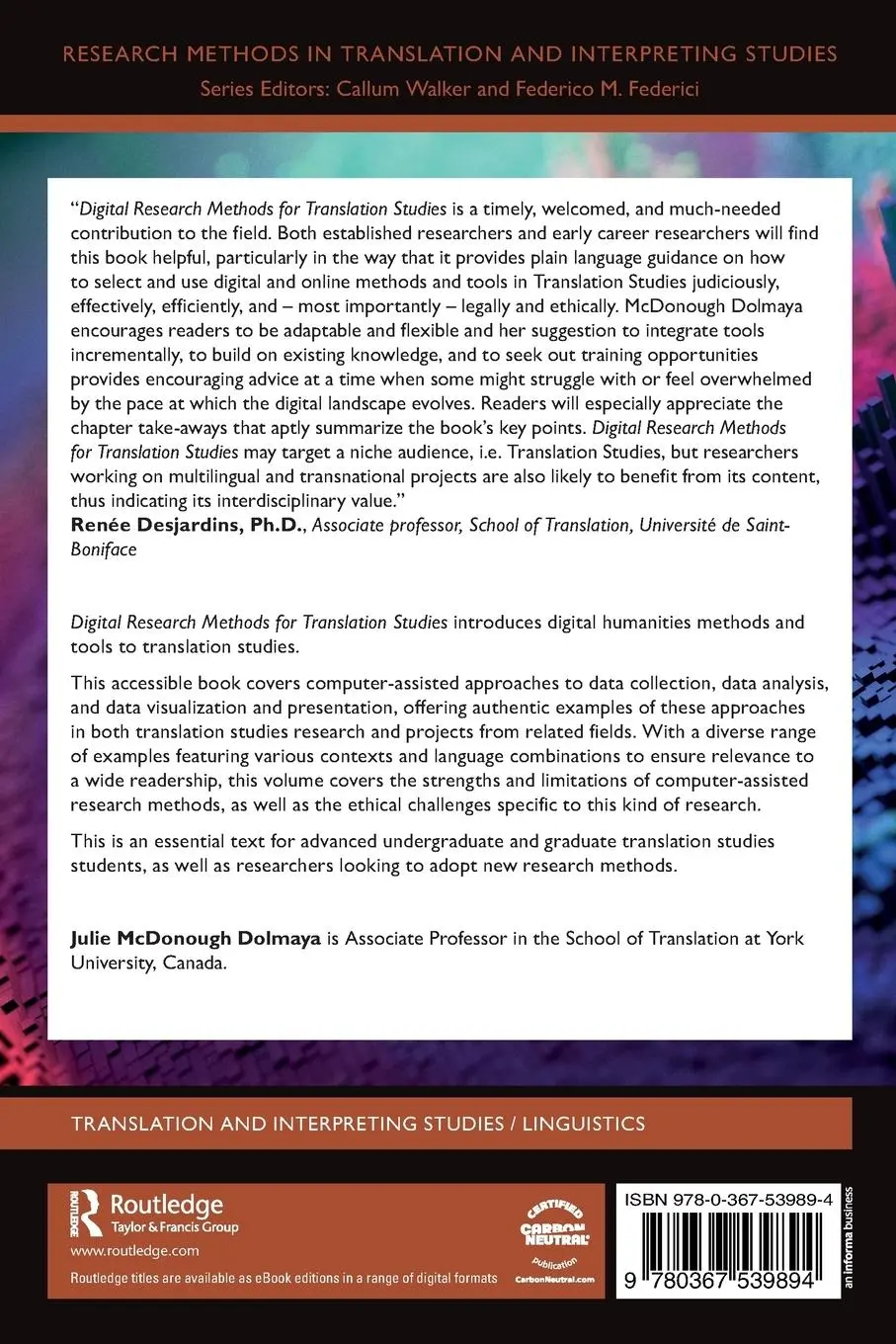 Rückseite: 9780367539894 | Digital Research Methods for Translation Studies | Dolmaya | Buch