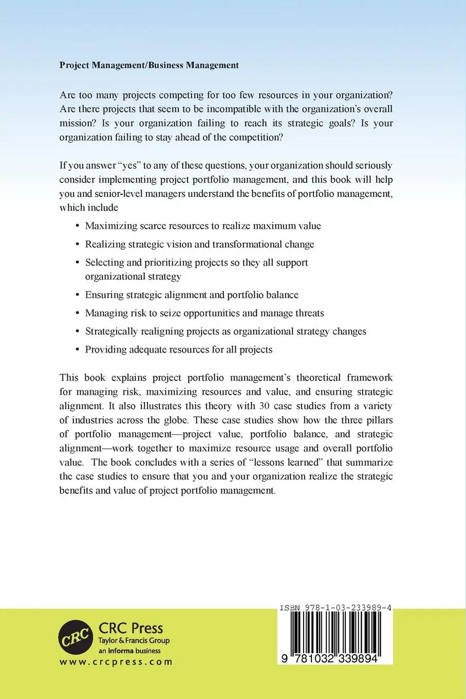 Rückseite: 9781032339894 | Project Portfolio Management in Theory and Practice | Jamal Moustafaev