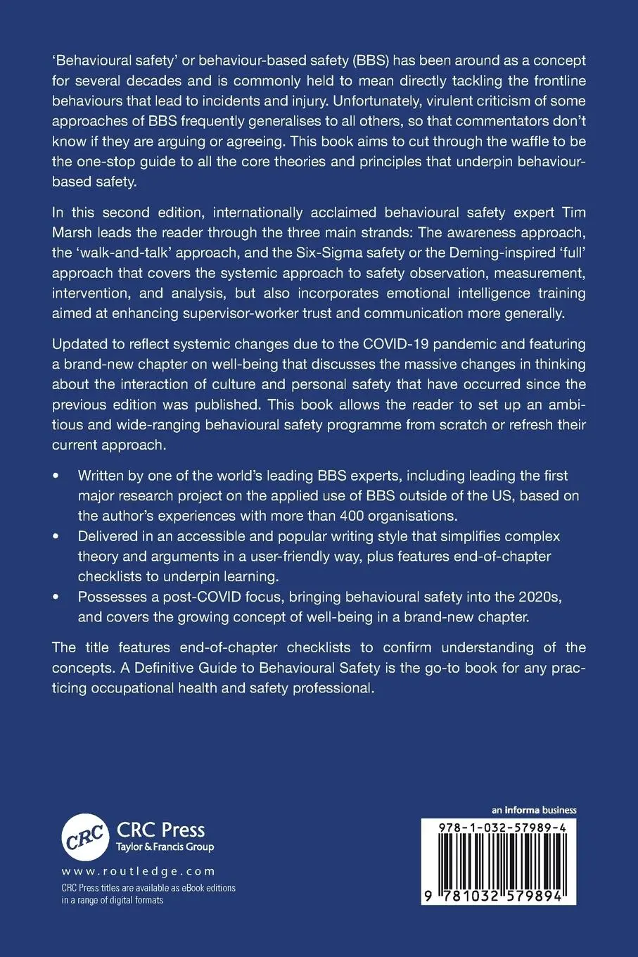 Rückseite: 9781032579894 | A Definitive Guide to Behavioural Safety | Tim Marsh | Taschenbuch