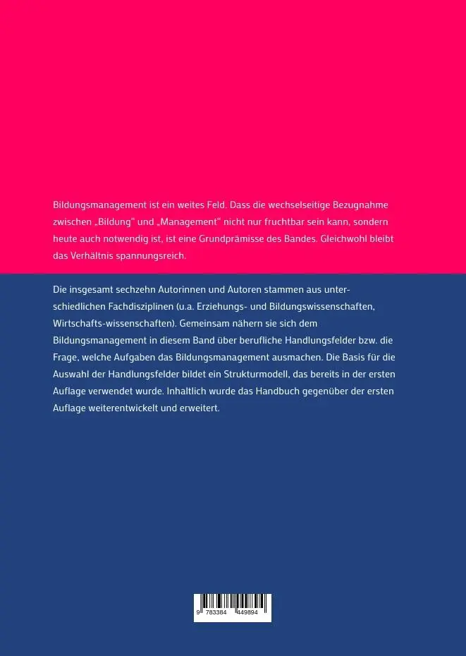 Rückseite: 9783384449894 | Handlungsfelder des Bildungsmanagements | Ein Handbuch | Buch | 532 S.