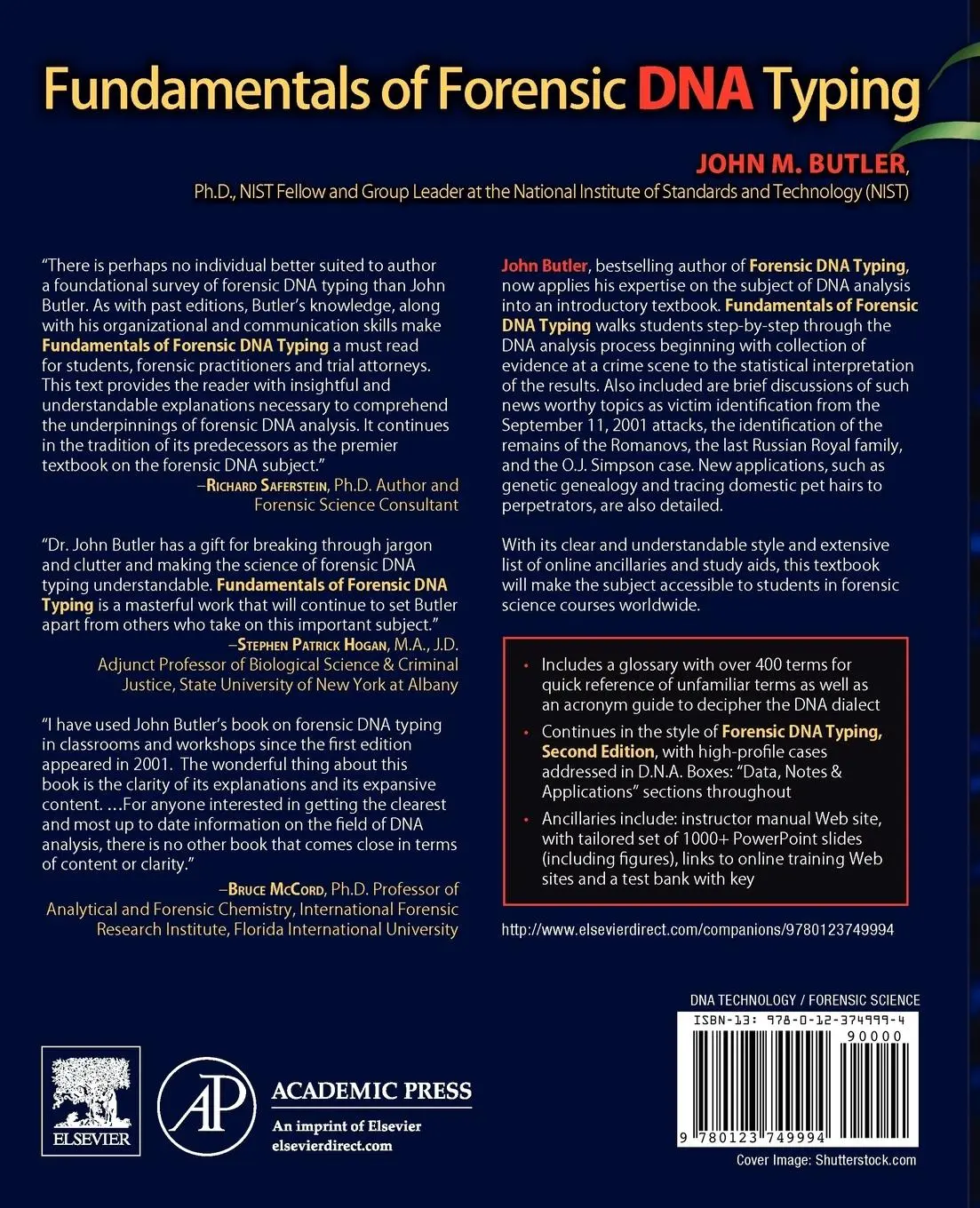 Rückseite: 9780123749994 | Fundamentals of Forensic DNA Typing | John M. Butler | Taschenbuch