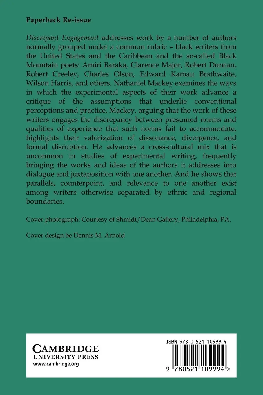 Rückseite: 9780521109994 | Discrepant Engagement | Nathaniel Mackey | Taschenbuch | Englisch