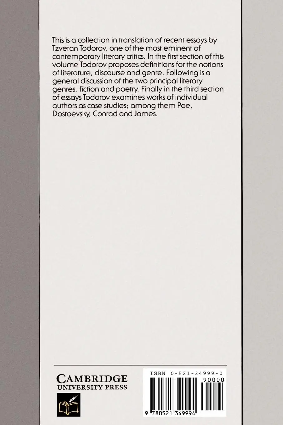 Rückseite: 9780521349994 | Genres in Discourse | Tzvetan Todorov | Taschenbuch | Englisch | 1990