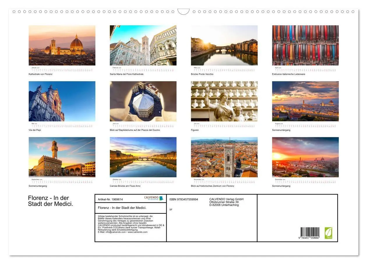 Bild: 9783457559994 | Florenz - In der Stadt der Medici. (Wandkalender 2026 DIN A2 quer),...