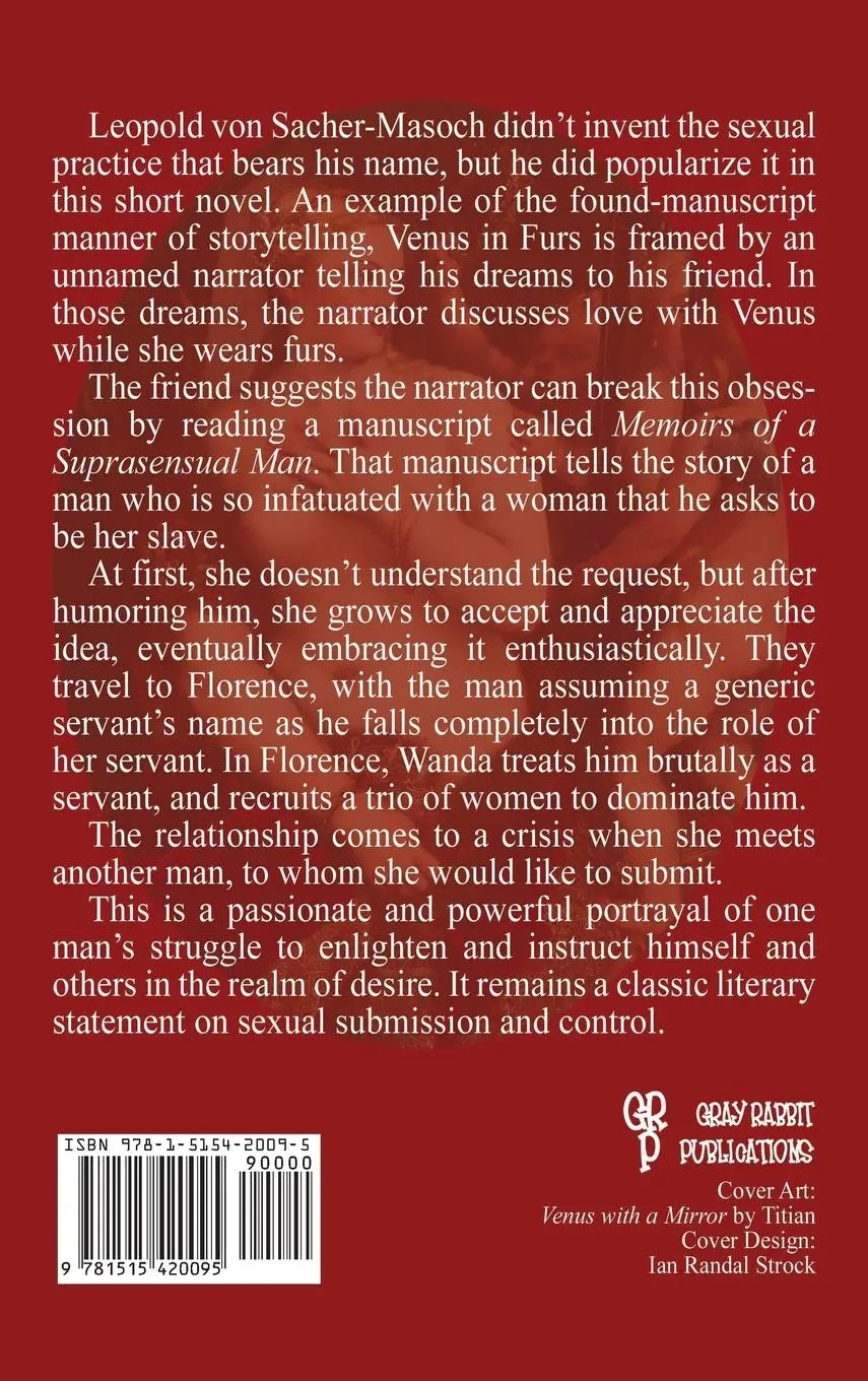 Rückseite: 9781515420095 | Venus in Furs | Leopold von Sacher-Masoch | Buch | Englisch | 2018