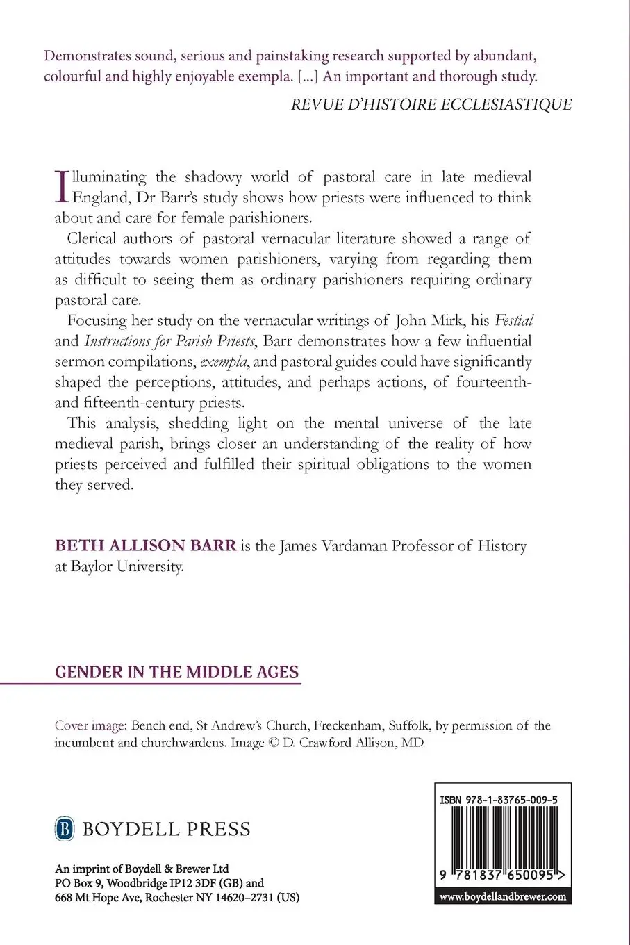Rückseite: 9781837650095 | The Pastoral Care of Women in Late Medieval England | Barr | Buch