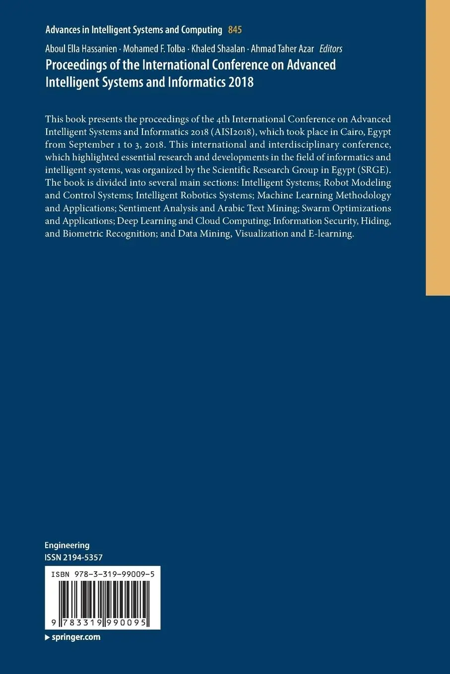 Rückseite: 9783319990095 | Proceedings of the International Conference on Advanced Intelligent...