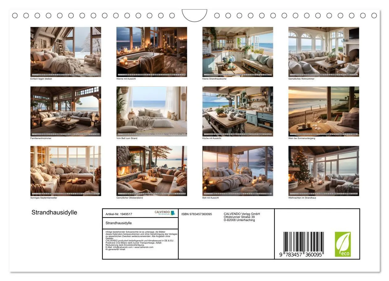 Bild: 9783457360095 | Strandhausidylle (Wandkalender 2026 DIN A4 quer), CALVENDO...