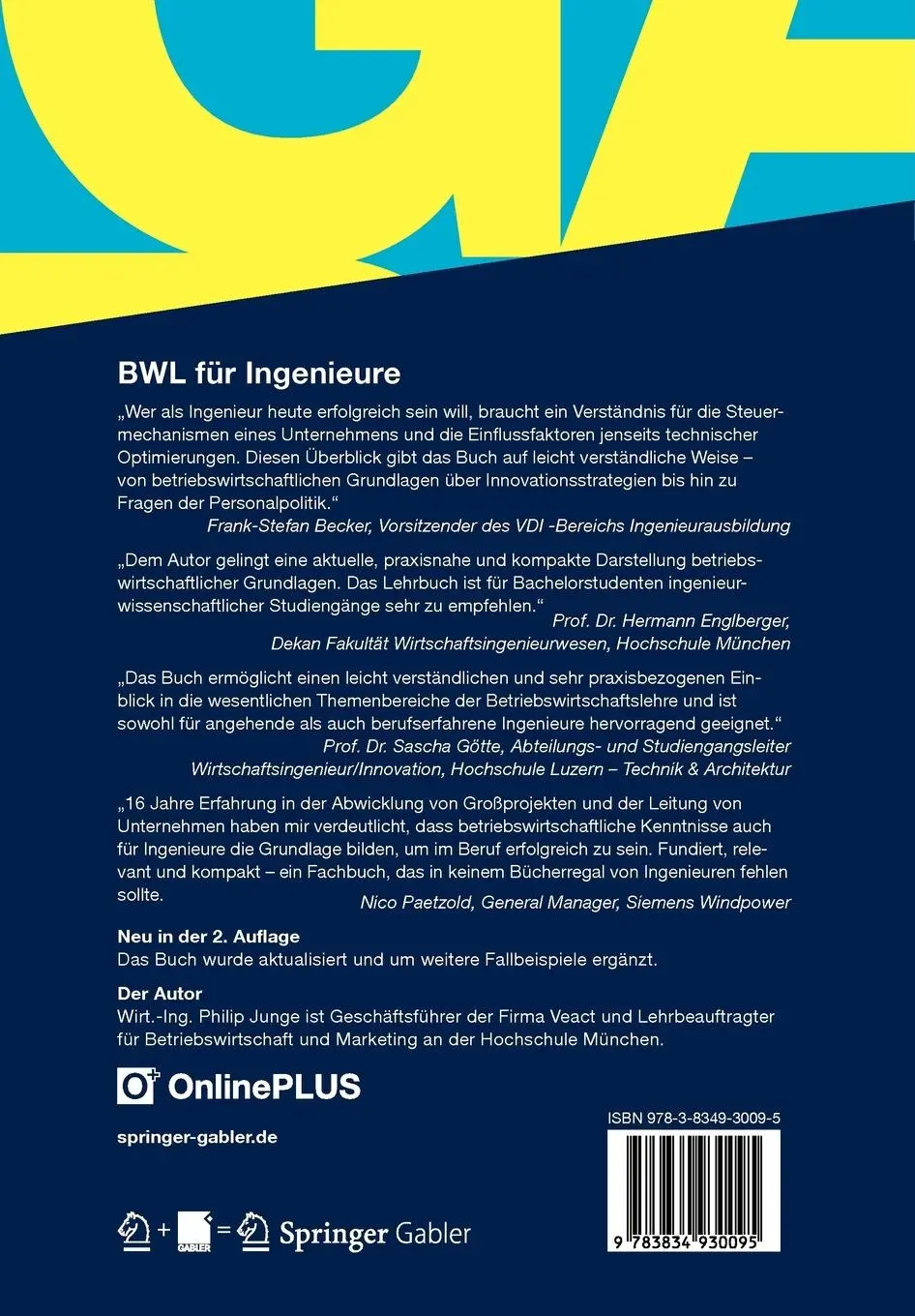 Rückseite: 9783834930095 | BWL für Ingenieure | Grundlagen - Fallbeispiele - Übungsaufgaben | xii