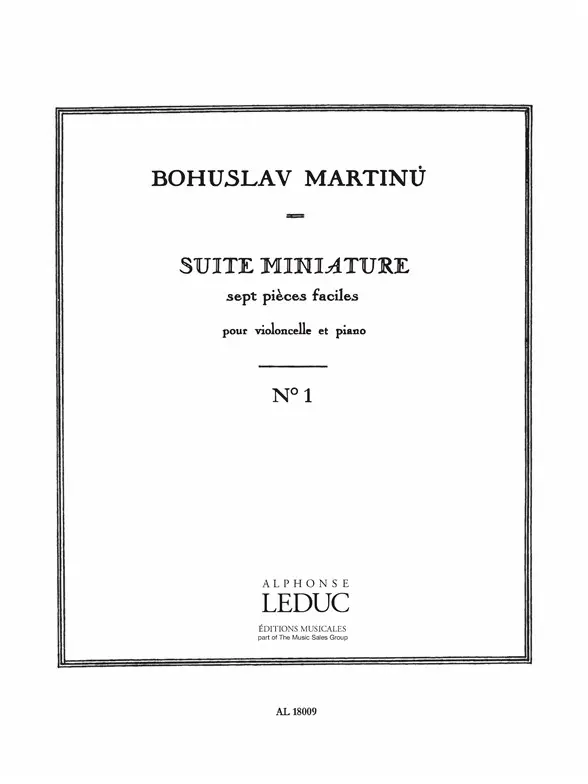 Cover: 9790046180095 | Suite miniature H192, No.1 | Bohuslav Martinu | Buch | Alphonse Leduc