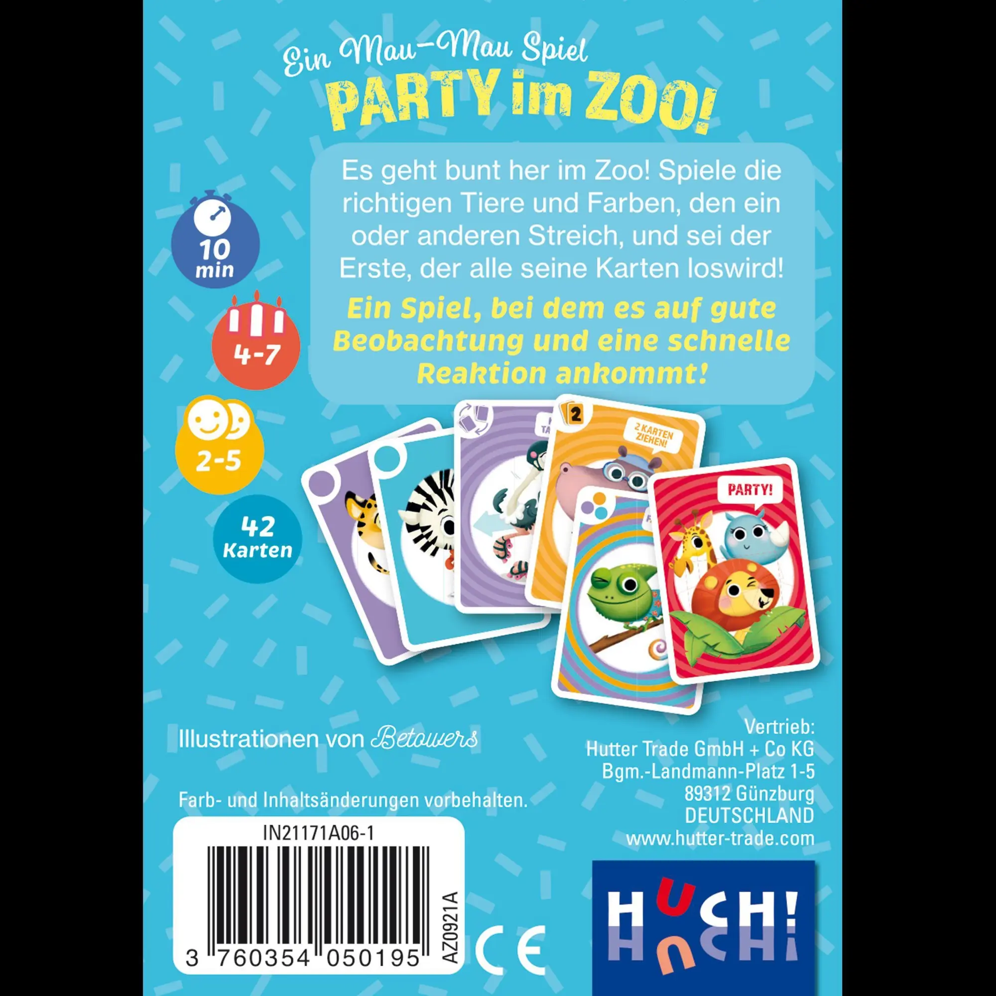 Bild: 3760354050195 | Party im Zoo - Ein Mau-Mau-Spiel | Auzou | Spiel | 405019 | Deutsch