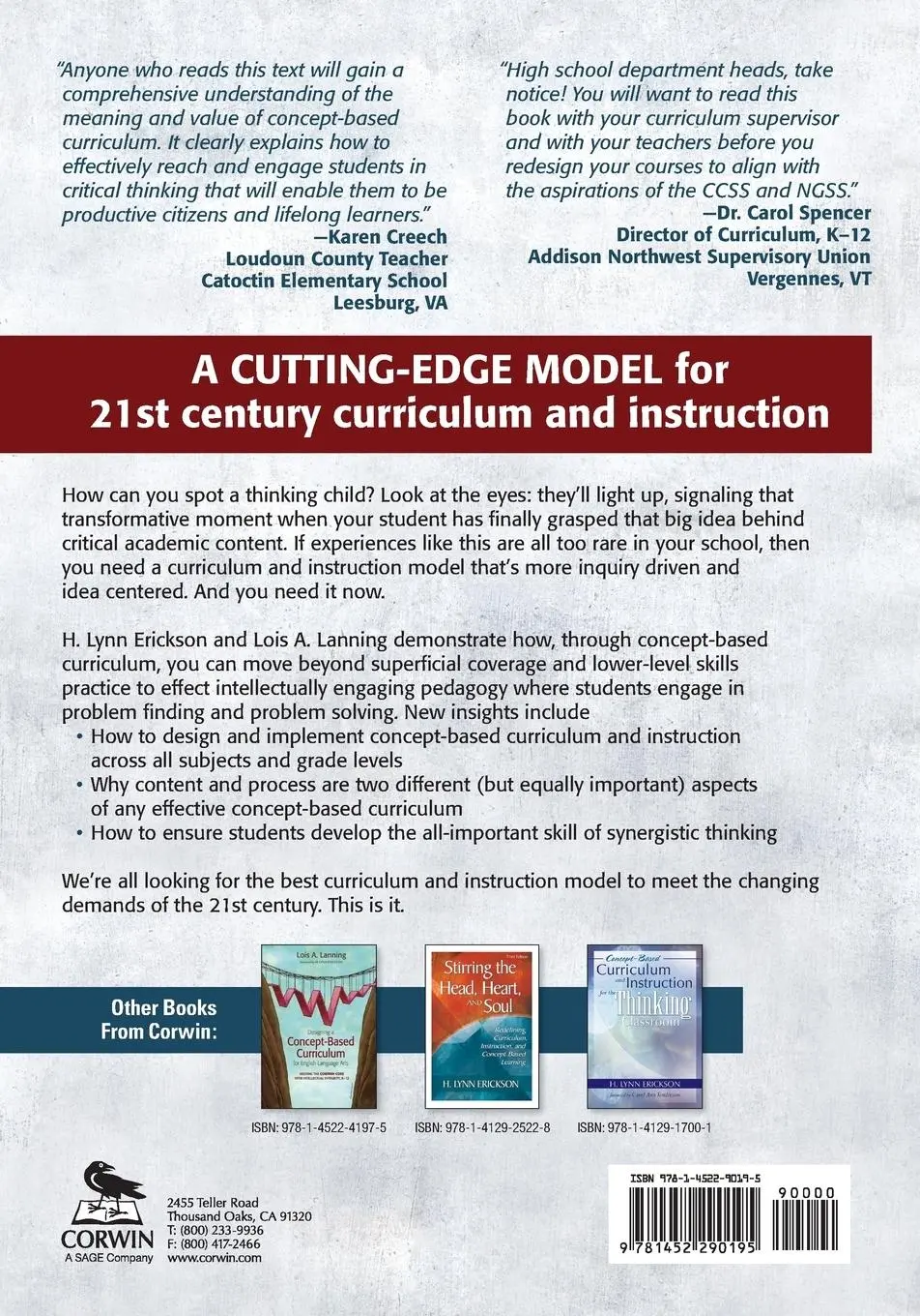 Rückseite: 9781452290195 | Transitioning to Concept-Based Curriculum and Instruction | Buch