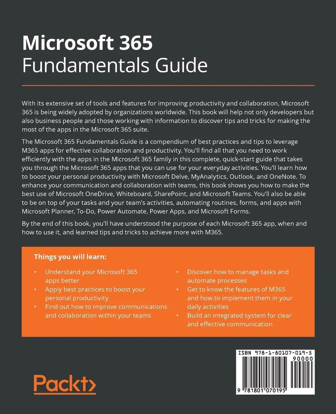 Rückseite: 9781801070195 | Microsoft 365 Fundamentals Guide | Douglas Romão (u. a.) | Taschenbuch