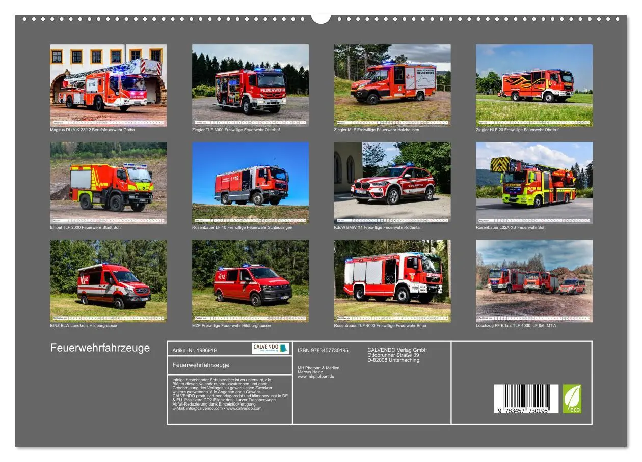 Bild: 9783457730195 | Feuerwehrfahrzeuge (hochwertiger Premium Wandkalender 2026 DIN A2...