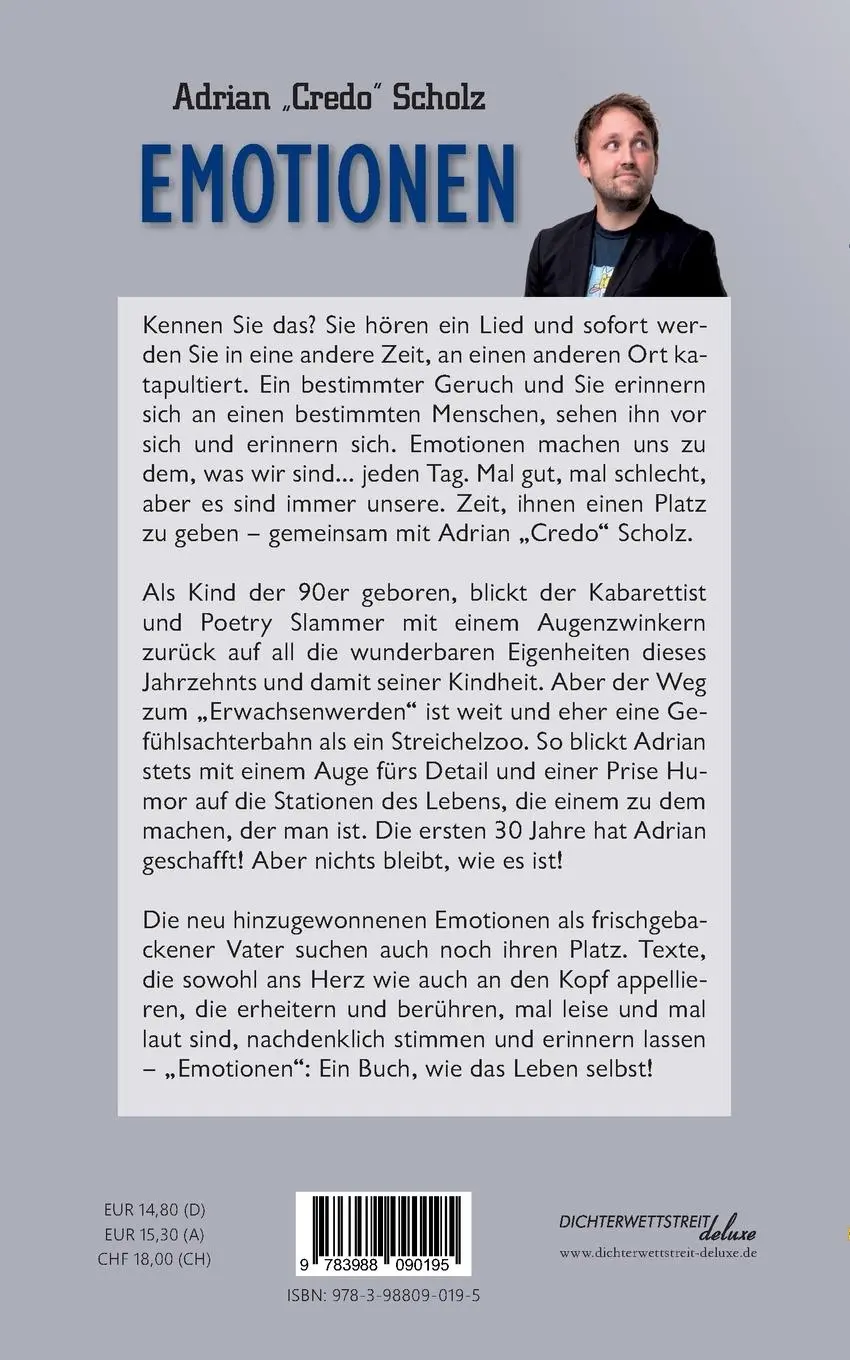 Rückseite: 9783988090195 | Emotionen | Poetry &amp; Satire | Adrian "Credo" Scholz | Taschenbuch