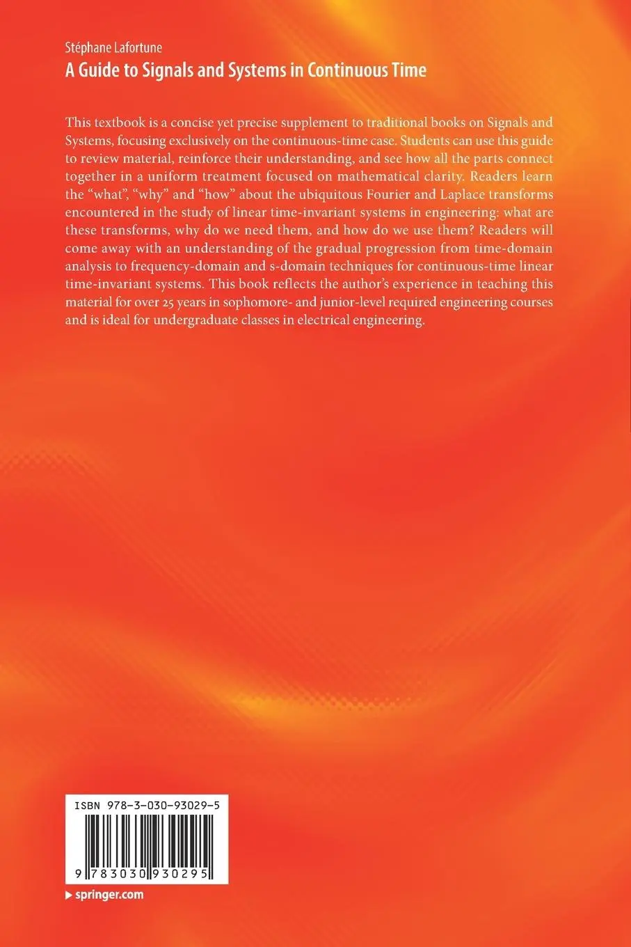 Rückseite: 9783030930295 | A Guide to Signals and Systems in Continuous Time | Stéphane Lafortune