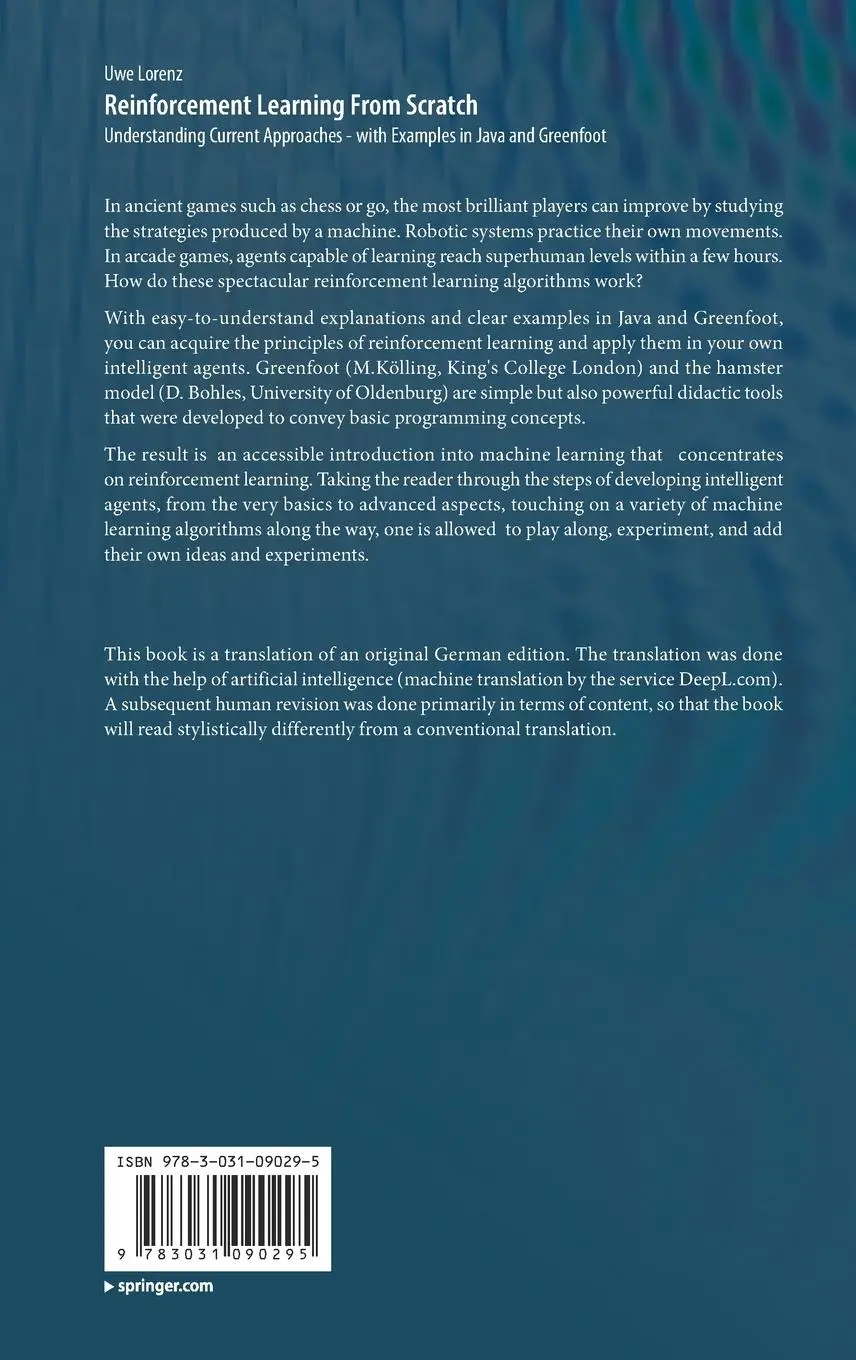 Rückseite: 9783031090295 | Reinforcement Learning From Scratch | Uwe Lorenz | Buch | xiv | 2022