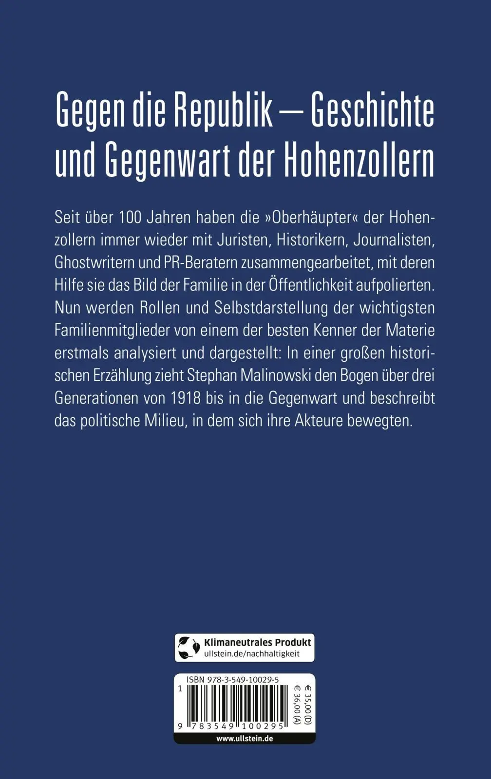 Rückseite: 9783549100295 | Die Hohenzollern und die Nazis | Stephan Malinowski | Buch | 752 S.