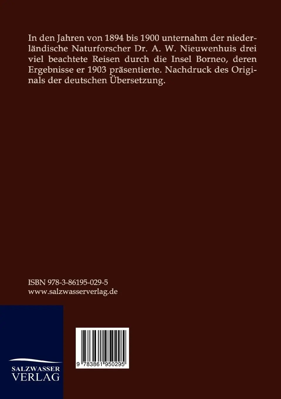 Rückseite: 9783861950295 | Quer durch Borneo | A. W. Nieuwenhuis | Taschenbuch | 608 S. | Deutsch