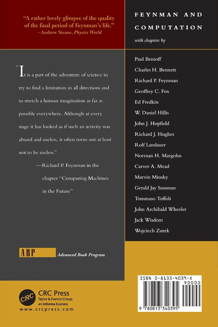 Rückseite: 9780813340395 | Feynman And Computation | Anthony Hey | Taschenbuch | Englisch | 2002