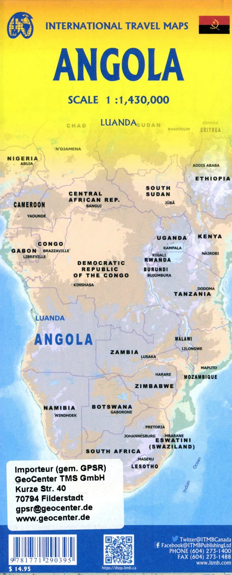 Bild: 9781771290395 | Angola | ITM Map 1:1430000 | (Land-)Karte | ITM Map | Englisch | 2025