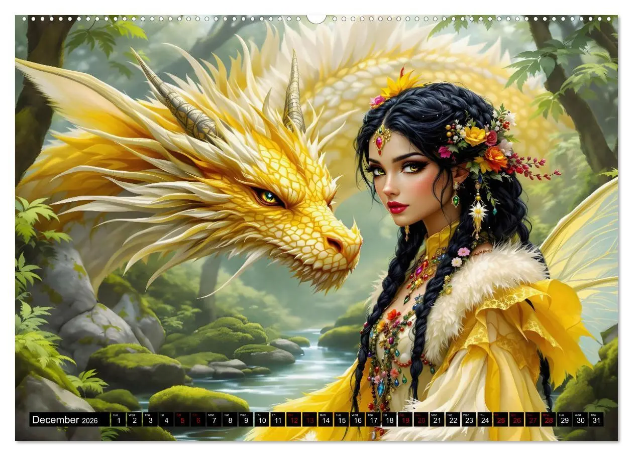 Bild: 9783457260395 | Elves and Dragons - A magical connection (Wall Calendar 2026 DIN A2...
