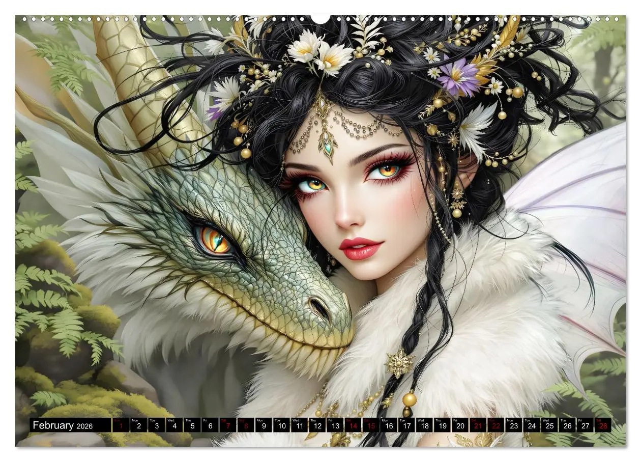 Bild: 9783457260395 | Elves and Dragons - A magical connection (Wall Calendar 2026 DIN A2...