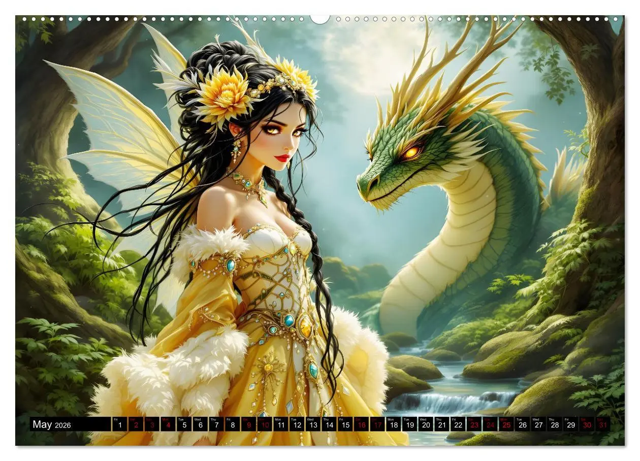 Bild: 9783457260395 | Elves and Dragons - A magical connection (Wall Calendar 2026 DIN A2...