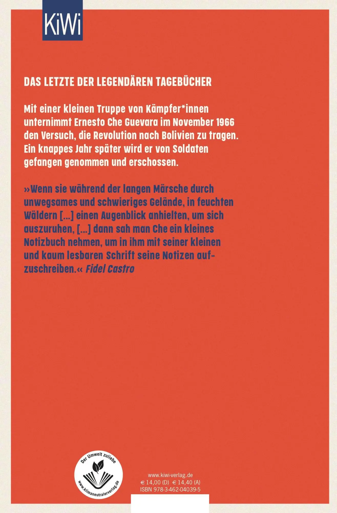 Rückseite: 9783462040395 | Bolivianisches Tagebuch | Ernesto Che Guevara | Taschenbuch | 336 S.