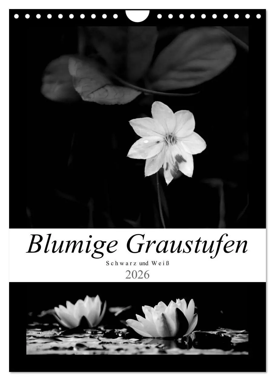 Cover: 9783516420395 | Blumige Graustufen - Schwarz und Weiß (Wandkalender 2026 DIN A4...