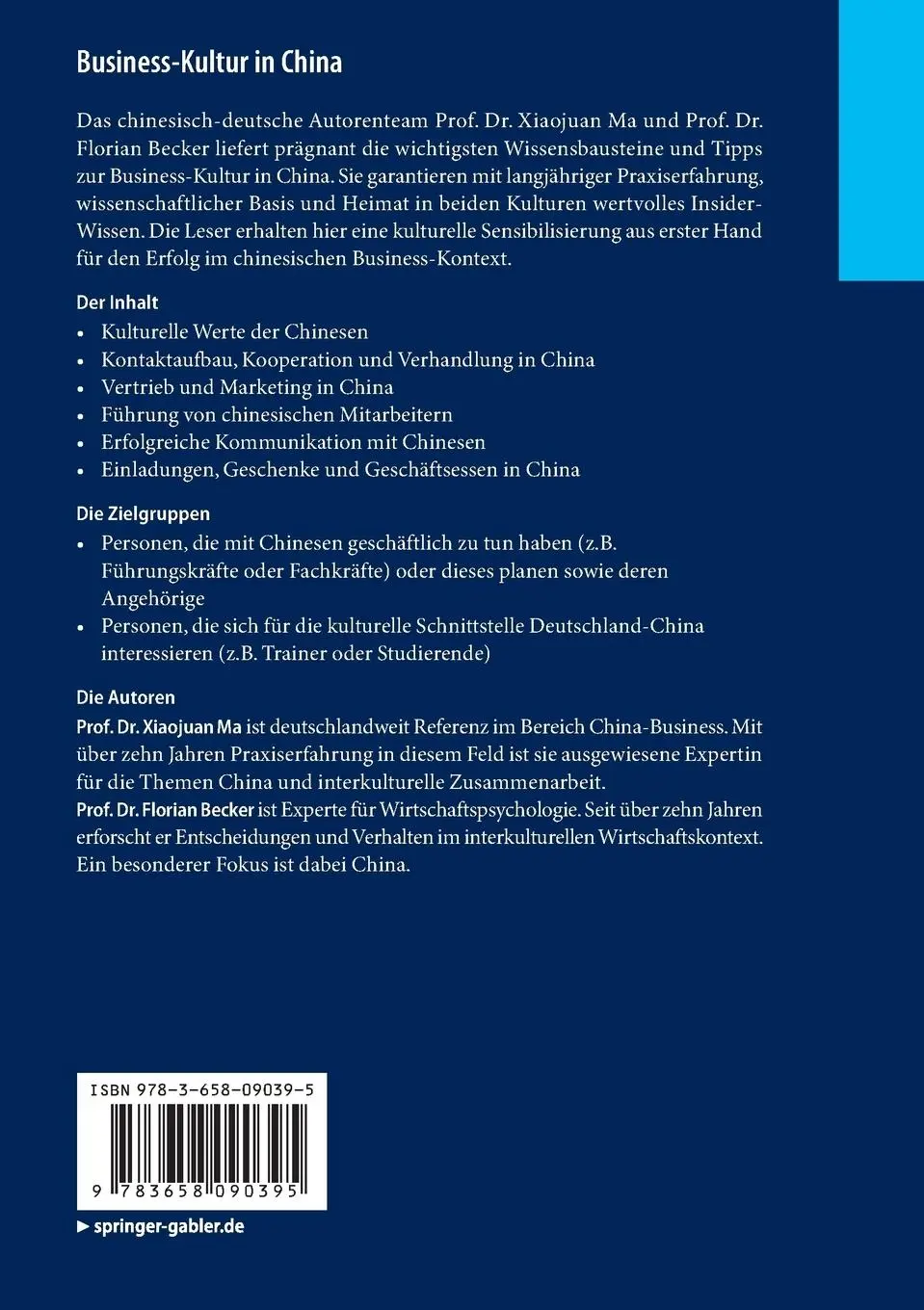 Rückseite: 9783658090395 | Business-Kultur in China | Florian Becker (u. a.) | Taschenbuch | xi