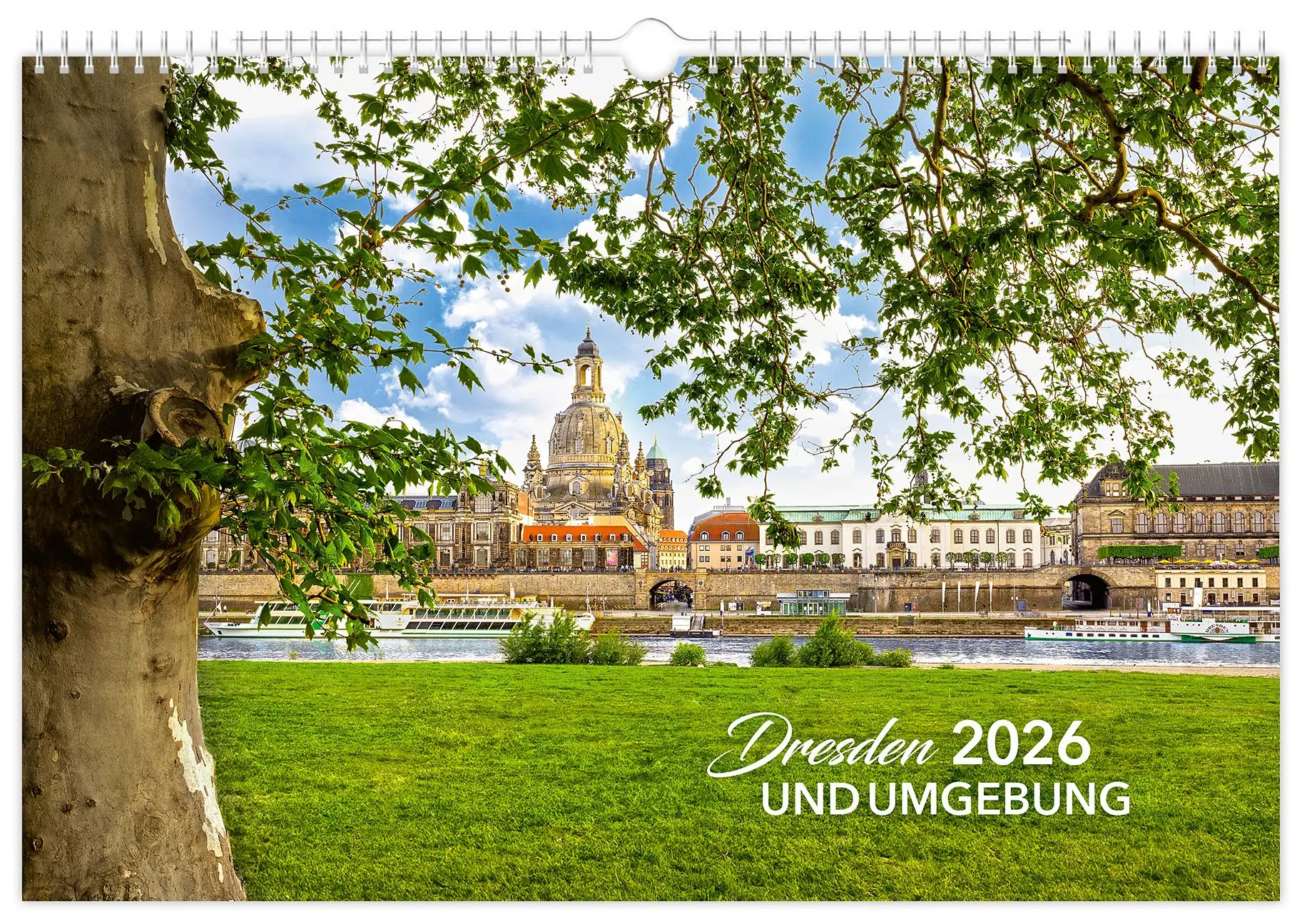 Cover: 9783910680395 | Kalender Dresden und Umgebung 2026 | 45 x 30 cm weißes Kalendarium