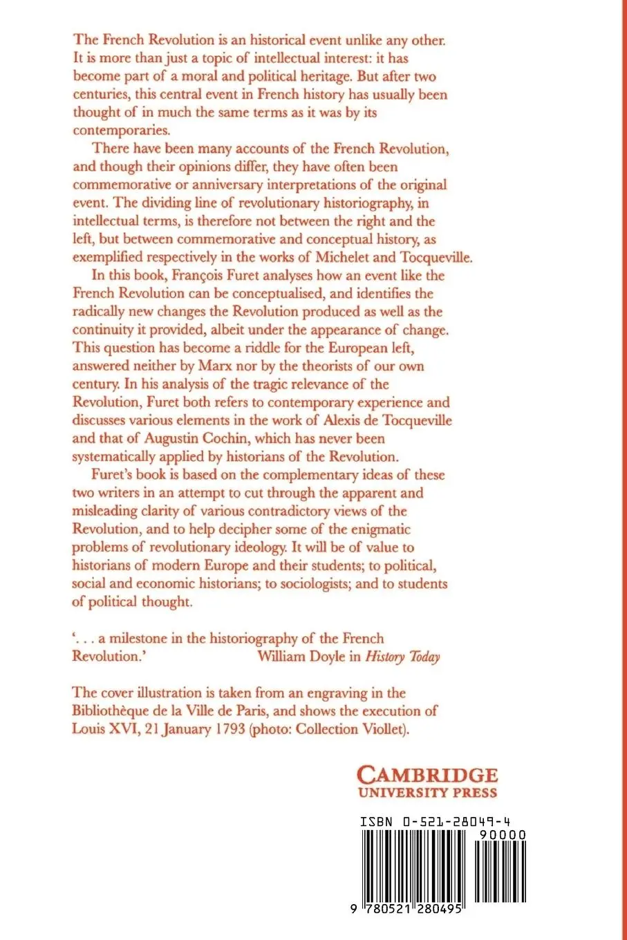 Rückseite: 9780521280495 | Interpreting the French Revolution | Francois Furet | Taschenbuch